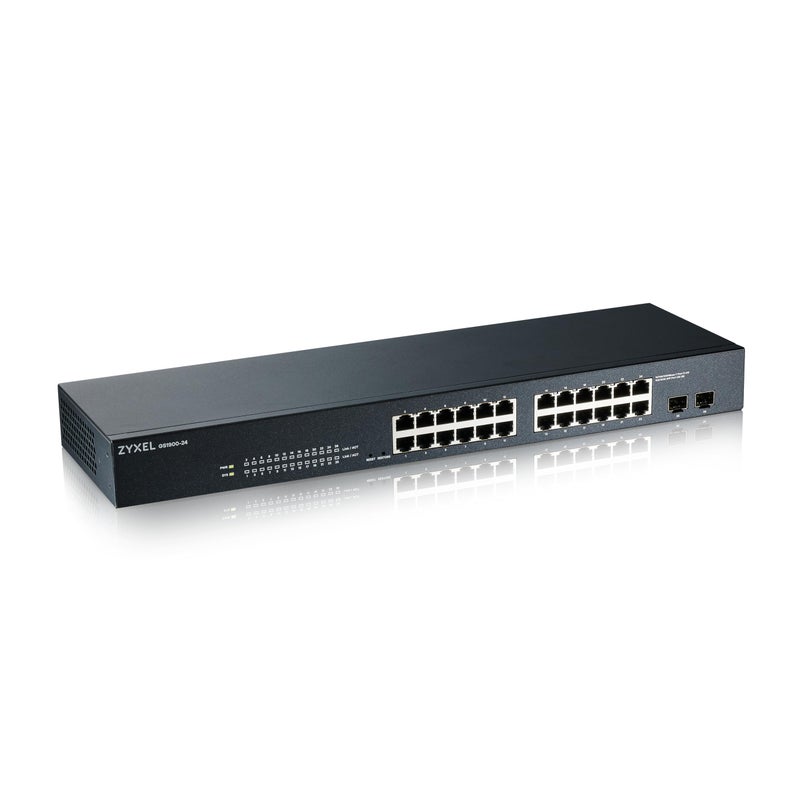 ZyXEL 24-Port Gigabit Ethernet Smart Managed Rackmount Switch - Fanless Design [GS1900-24] - Image 1